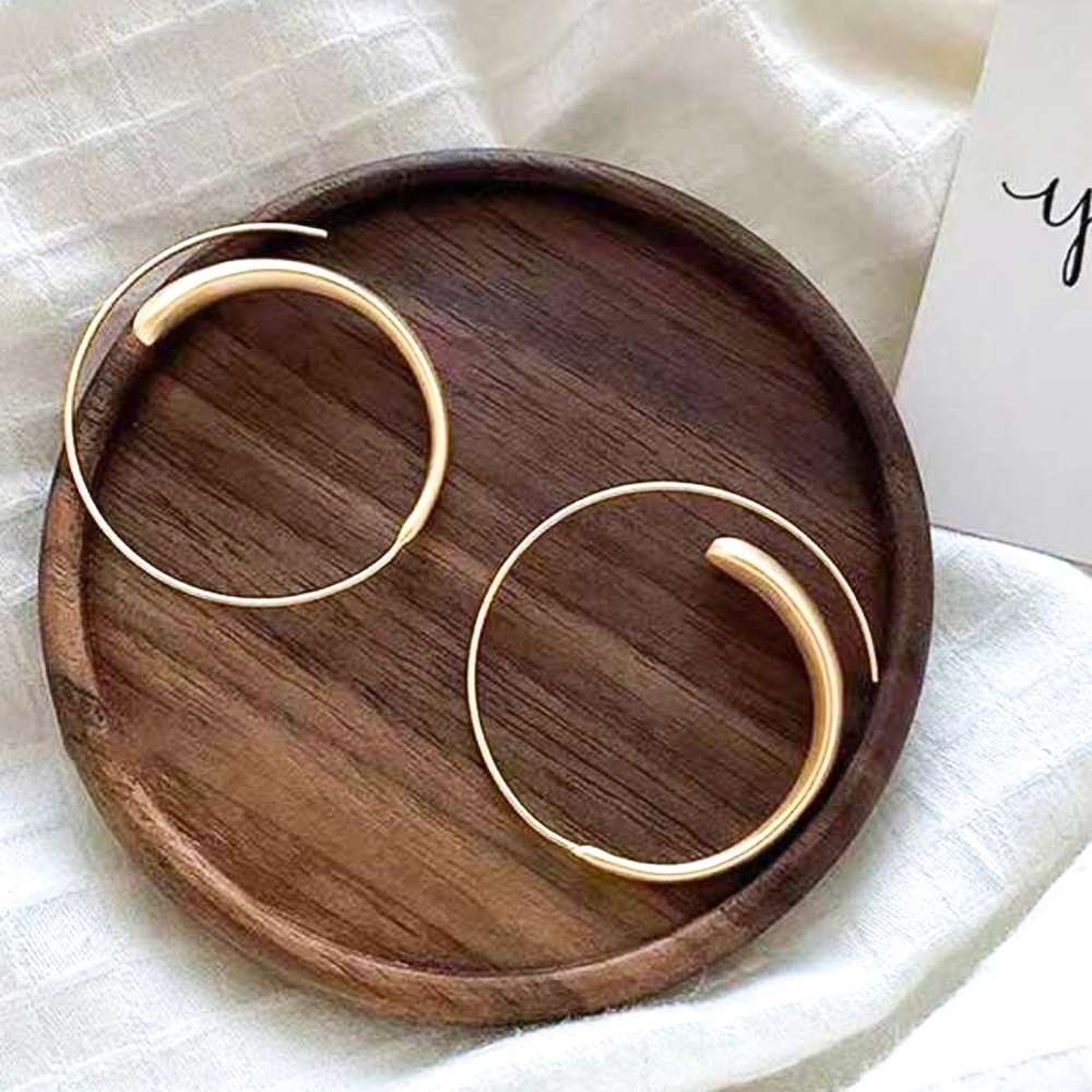 Any 3/$25! Shiny Gold Threader Hoop Earrings - Picture 4 of 8